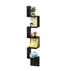 Scaffale a 5 ripiani a forma di S ad angolo, libreria espositiva, Espresso