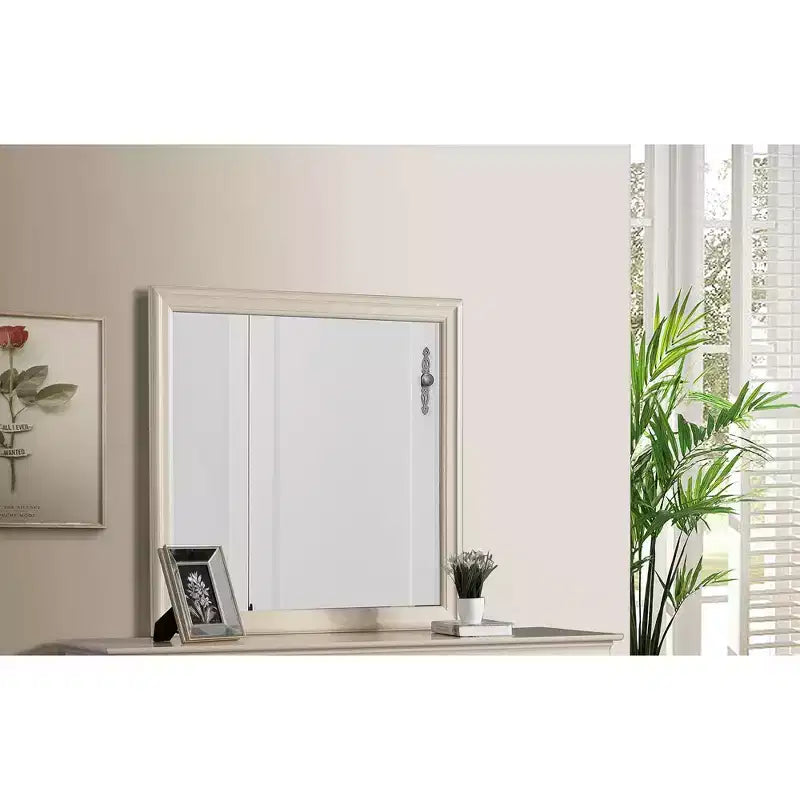 Specchio da comò classico con cornice in legno, 38" x 38"
