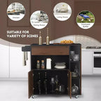 Carrello da cucina con isola, rotelle, cassetti e portasciugamani