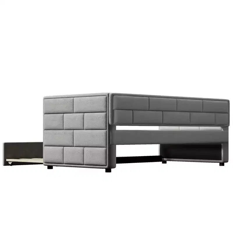 Divano Letto Singolo con Letto Estraibile e Schienale Imbottito, Grigio