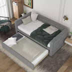 Divano Letto Singolo con Letto Estraibile e Schienale Imbottito, Grigio