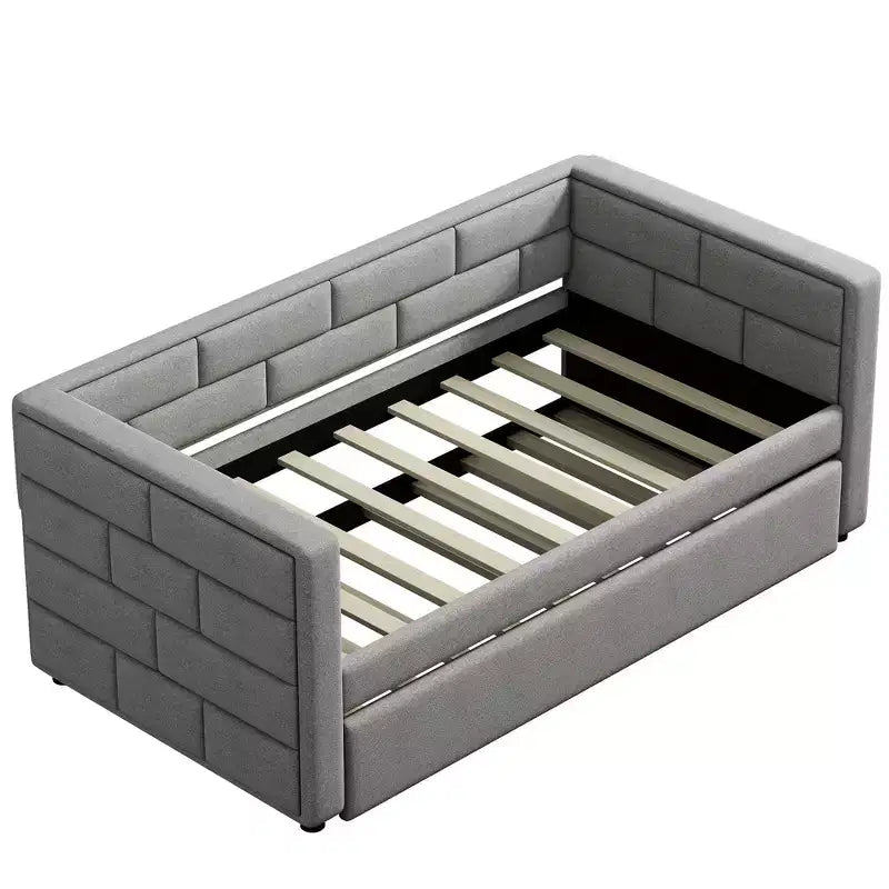 Divano Letto Singolo con Letto Estraibile e Schienale Imbottito, Grigio