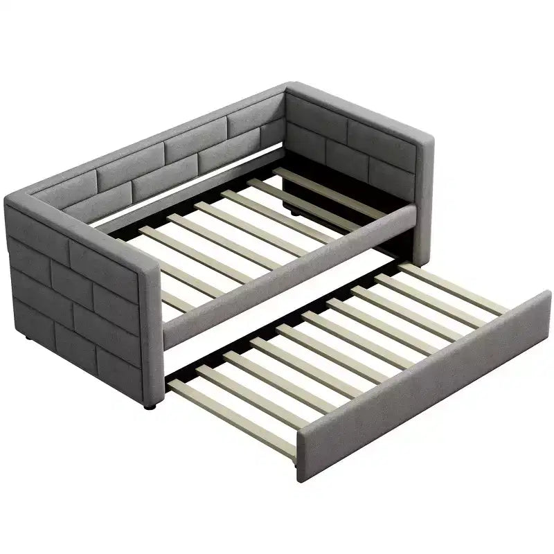 Divano Letto Singolo con Letto Estraibile e Schienale Imbottito, Grigio
