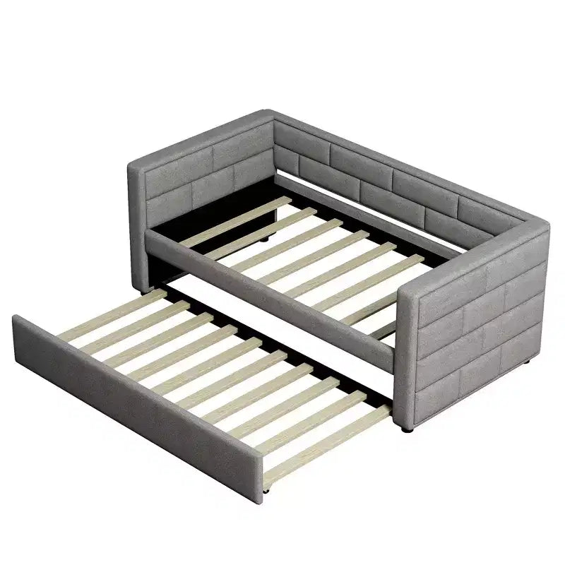 Divano Letto Singolo con Letto Estraibile e Schienale Imbottito, Grigio