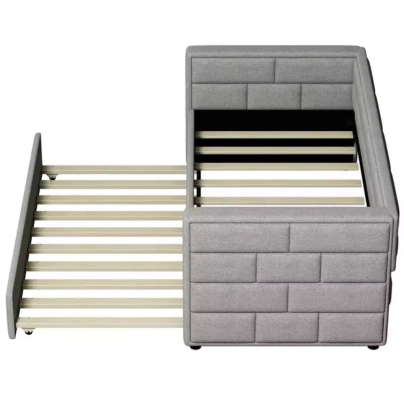 Divano Letto Singolo con Letto Estraibile e Schienale Imbottito, Grigio