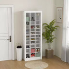 Scarpiera sottile da 71 pollici per ingresso, organizzatore porta scarpe alto con 3 altezze di cubi aperti per 36 paia di scarpe per corridoio, bianco