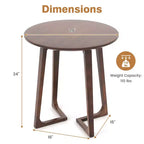 Tavolino rotondo 24" in legno massello di Hevea, tavolino da salotto/comodino per piccoli spazi, marrone/naturale