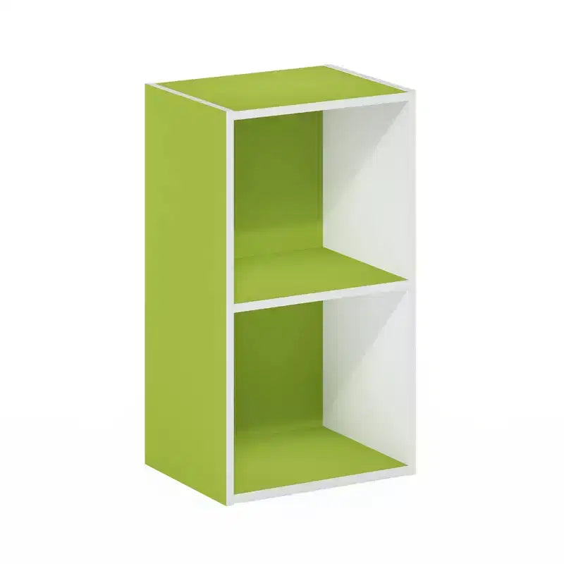 Scaffale Decorativo Aperto a 2 Ripiani, Comodino, Tavolino, Libreria, Verde/Bianco