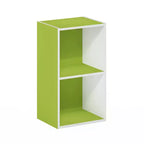 Scaffale Decorativo Aperto a 2 Ripiani, Comodino, Tavolino, Libreria, Verde/Bianco