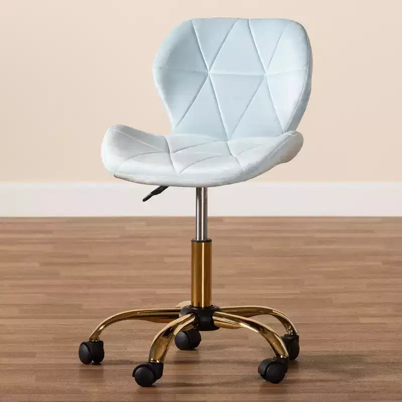 Sedia da ufficio girevole Savara in tessuto di velluto e metallo, in stile contemporaneo, glamour e di lusso