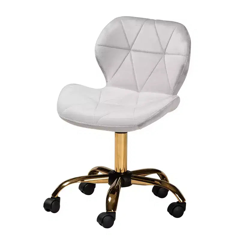 Sedia da ufficio girevole Savara in tessuto di velluto e metallo, in stile contemporaneo, glamour e di lusso