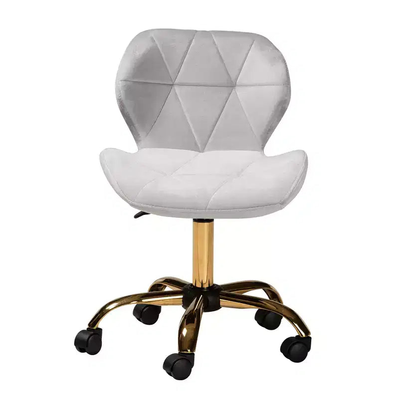 Sedia da ufficio girevole Savara in tessuto di velluto e metallo, in stile contemporaneo, glamour e di lusso
