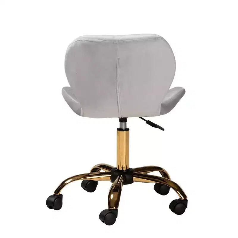 Sedia da ufficio girevole Savara in tessuto di velluto e metallo, in stile contemporaneo, glamour e di lusso