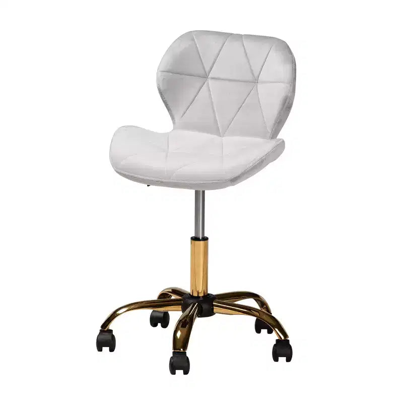 Sedia da ufficio girevole Savara in tessuto di velluto e metallo, in stile contemporaneo, glamour e di lusso