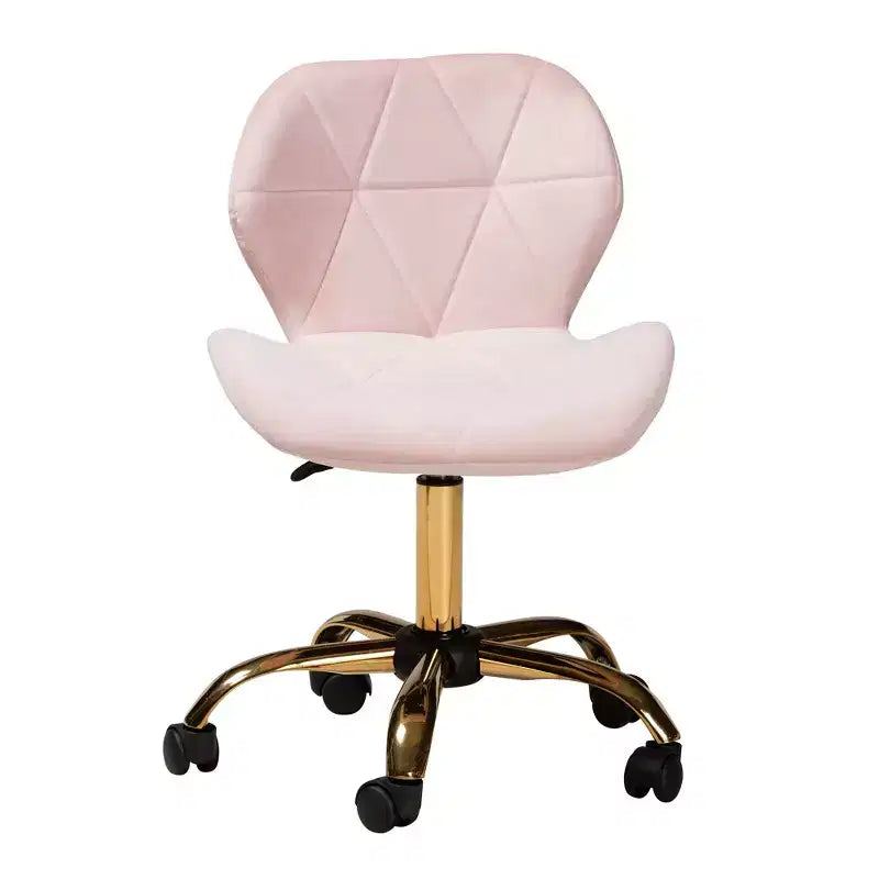 Sedia da ufficio girevole Savara in tessuto di velluto e metallo, in stile contemporaneo, glamour e di lusso