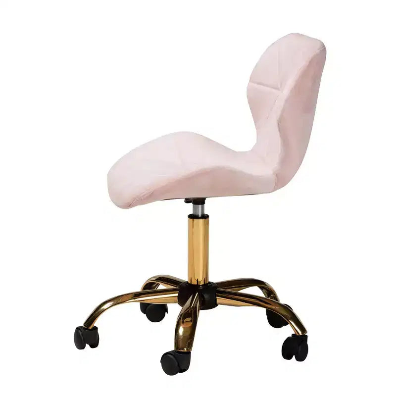 Sedia da ufficio girevole Savara in tessuto di velluto e metallo, in stile contemporaneo, glamour e di lusso