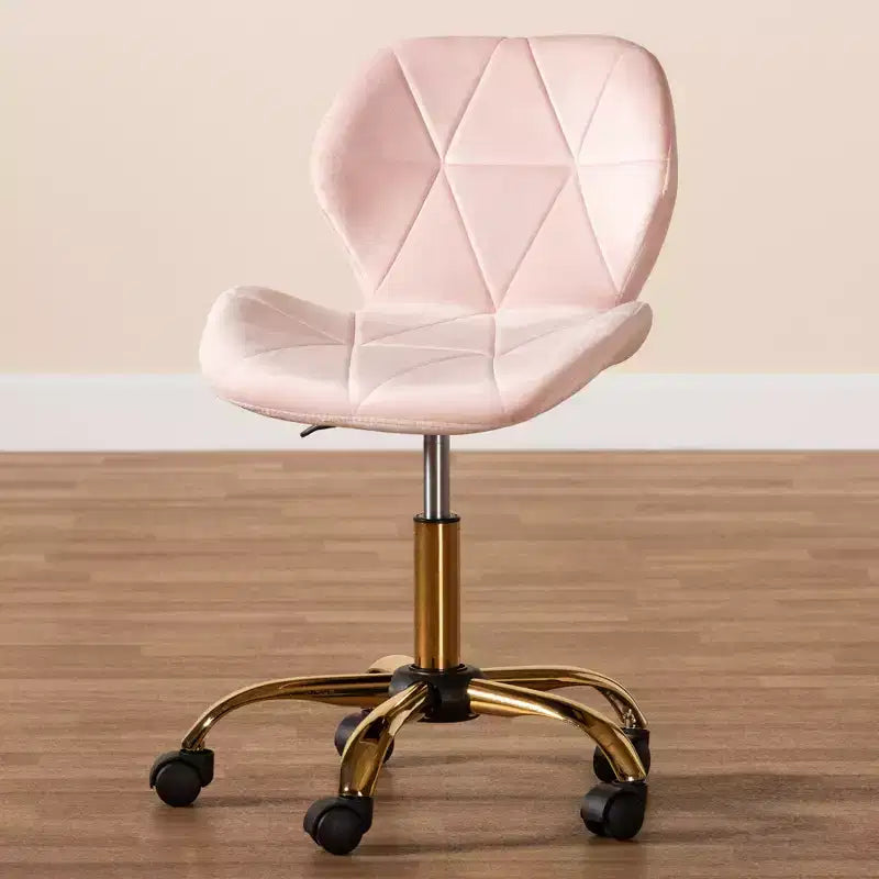 Sedia da ufficio girevole Savara in tessuto di velluto e metallo, in stile contemporaneo, glamour e di lusso
