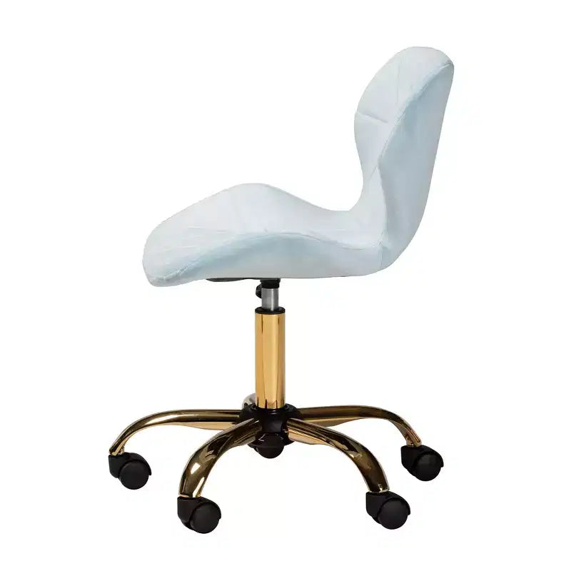 Sedia da ufficio girevole Savara in tessuto di velluto e metallo, in stile contemporaneo, glamour e di lusso