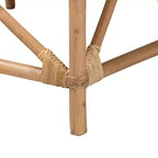 Poltrona Patsy Bohemien Moderno in Tessuto Bianco e Rattan Naturale Marrone