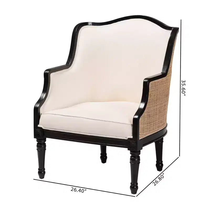 Poltrona decorativa Elizette in tessuto e legno