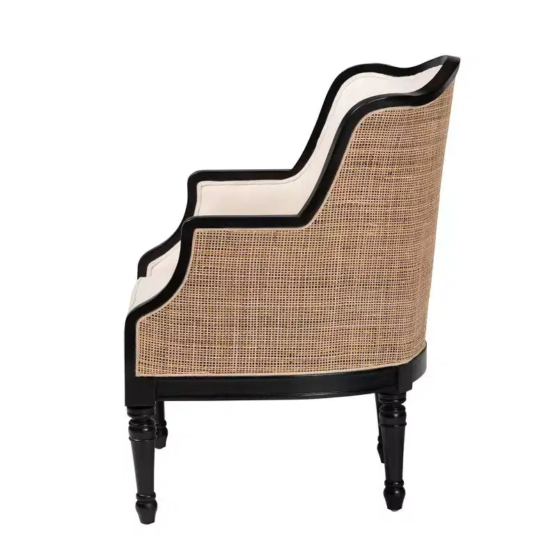 Poltrona decorativa Elizette in tessuto e legno