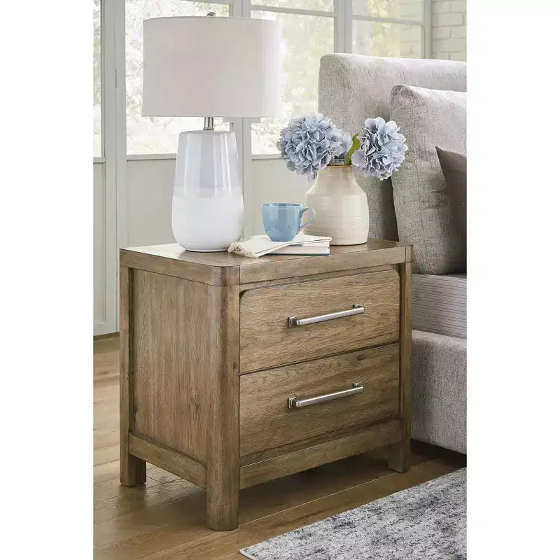 Comodino Cabalynn con 2 cassetti, marrone chiaro