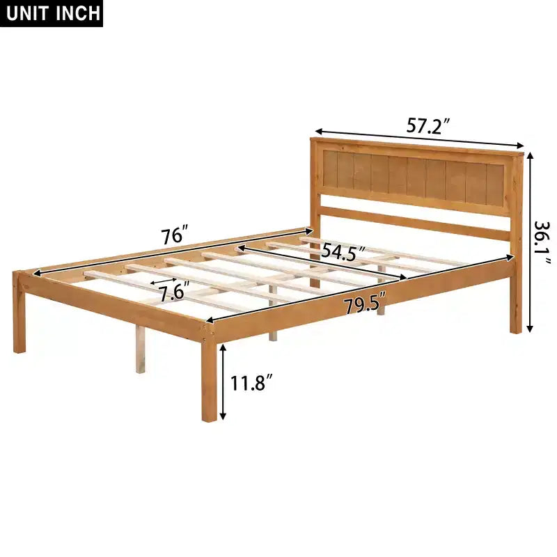 Struttura letto in legno Queen/Full/Twin con testiera 4W