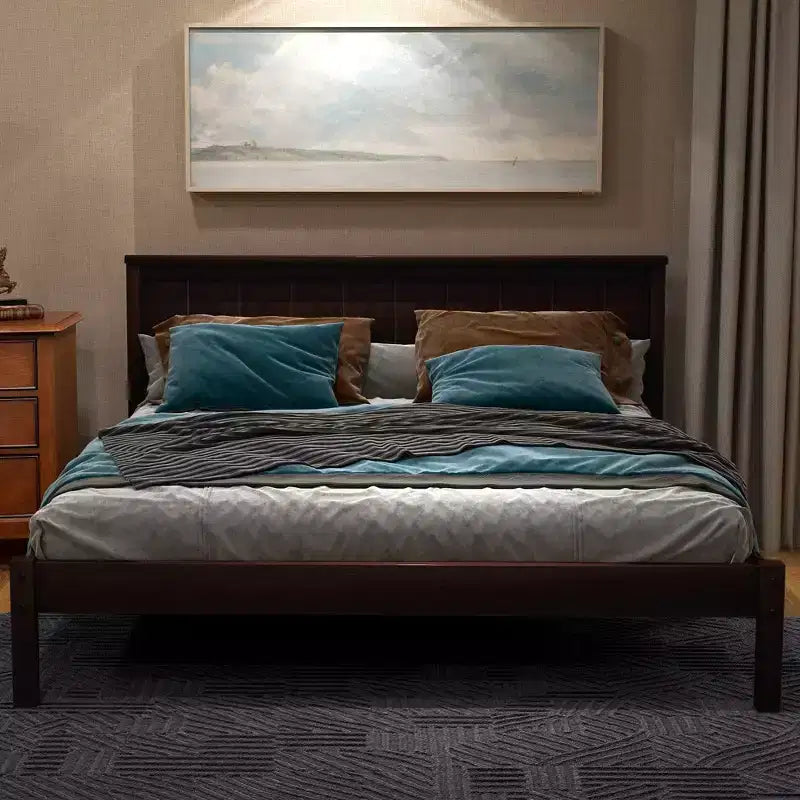 Struttura letto in legno Queen/Full/Twin con testiera 4W