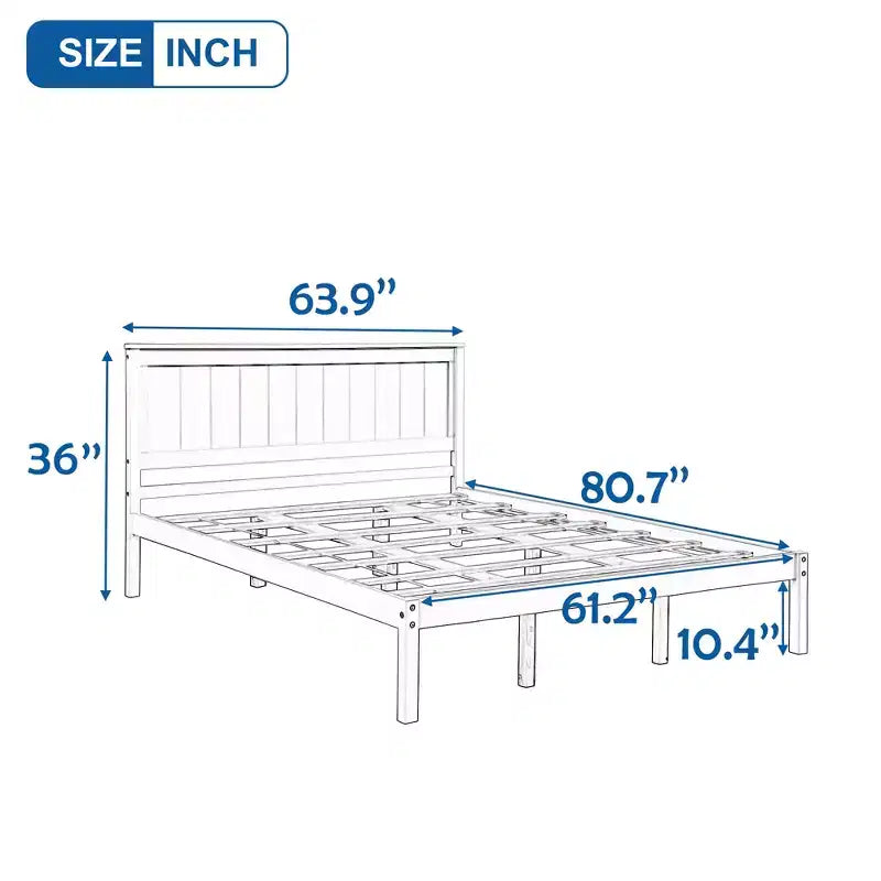 Struttura letto in legno Queen/Full/Twin con testiera 4W
