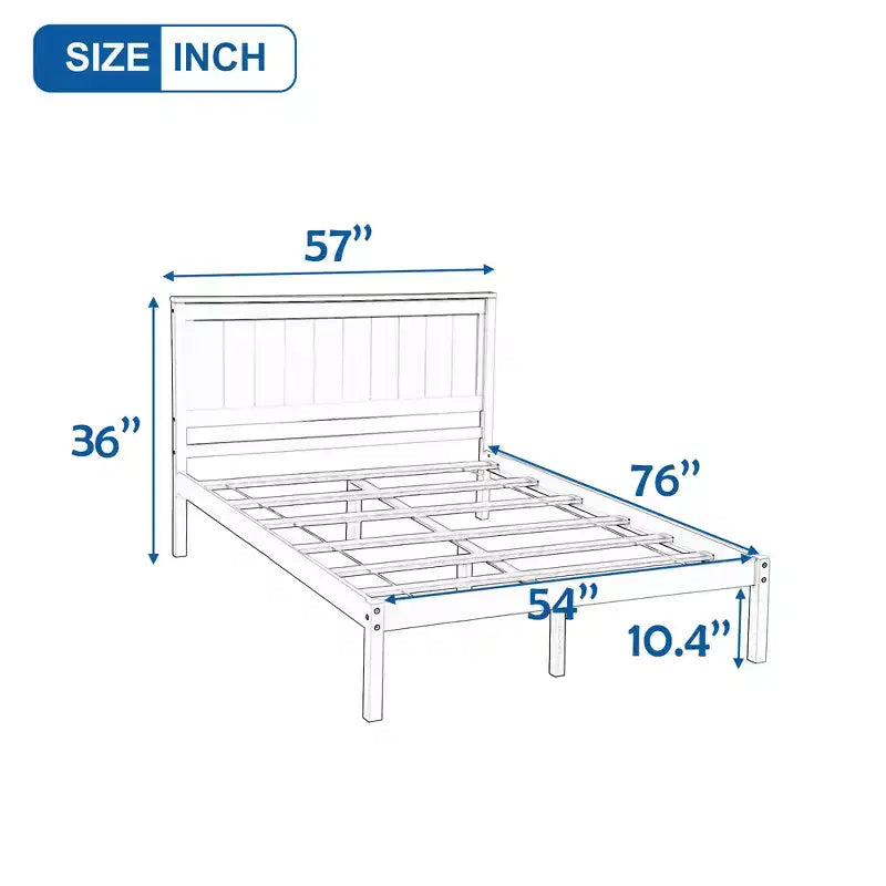 Struttura letto in legno Queen/Full/Twin con testiera 4W