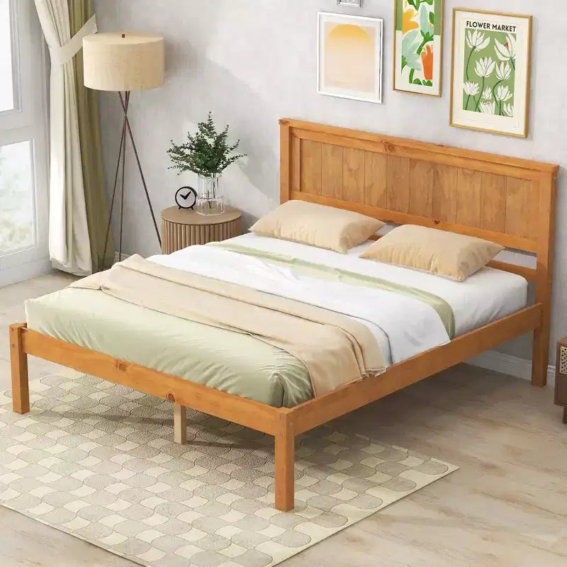 Struttura letto in legno Queen/Full/Twin con testiera 4W