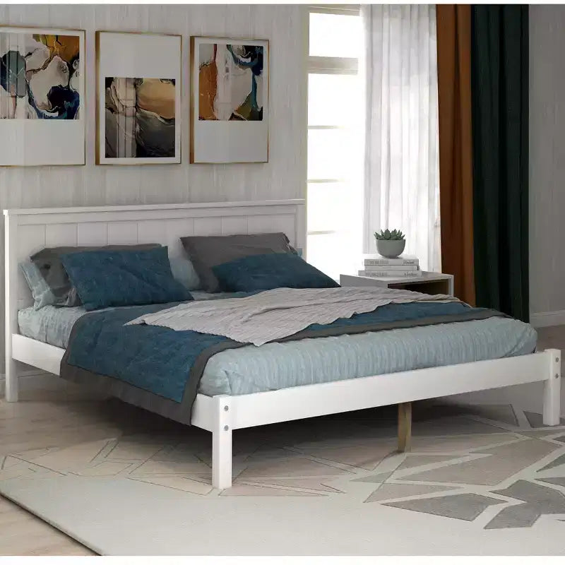 Struttura letto in legno Queen/Full/Twin con testiera 4W