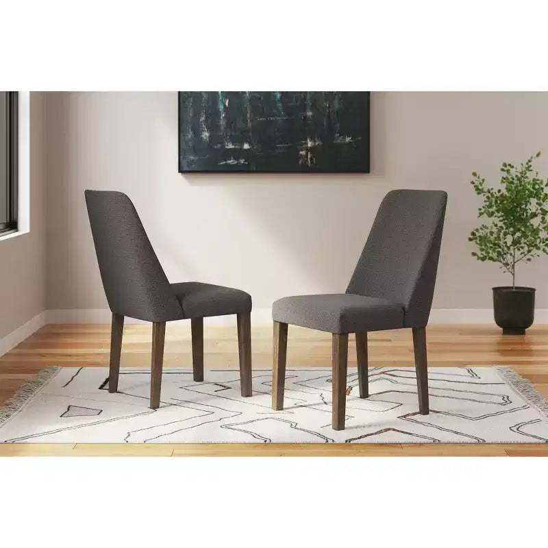 Sedia imbottita Lyncott Contemporary per sala da pranzo con cuscino in schiuma, grigio scuro e marrone