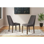 Sedia imbottita Lyncott Contemporary per sala da pranzo con cuscino in schiuma, grigio scuro e marrone