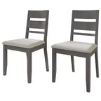 Sedia da pranzo in legno con rivestimento grigio caldo