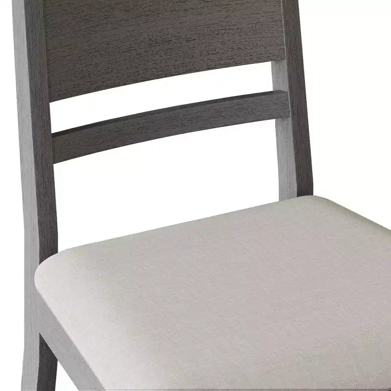 Sedia da pranzo in legno con rivestimento grigio caldo