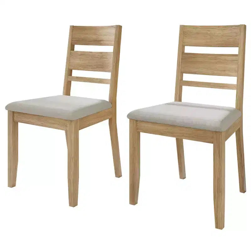 Sedia da pranzo in legno con rivestimento grigio caldo