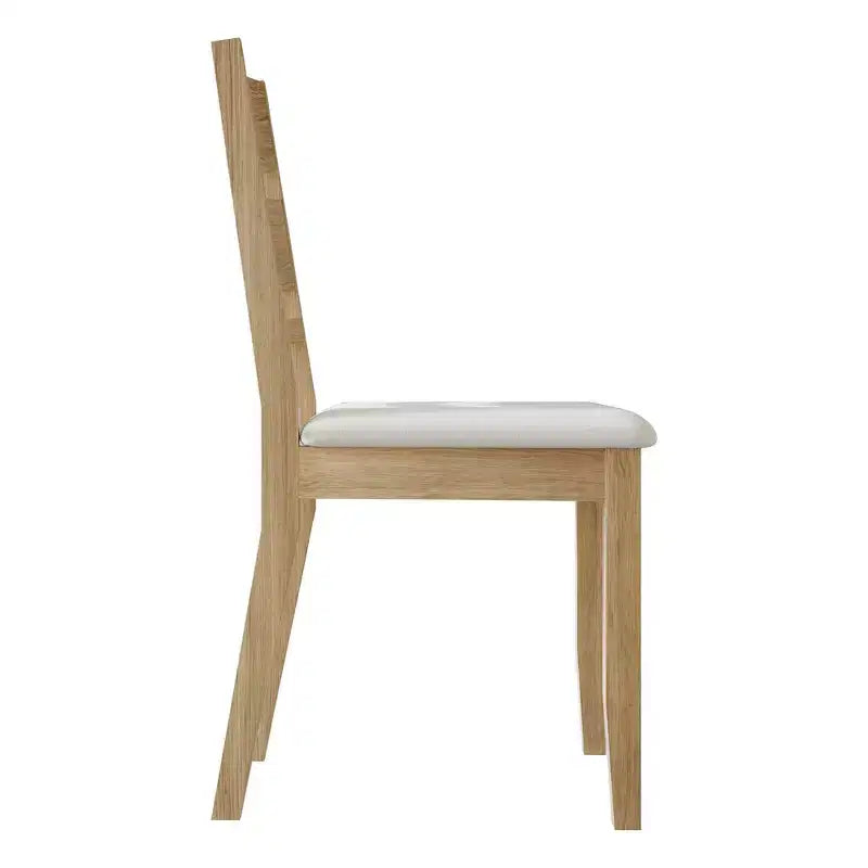 Sedia da pranzo in legno con rivestimento grigio caldo