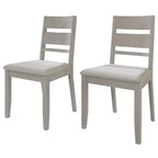 Sedia da pranzo in legno con rivestimento grigio caldo