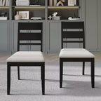 ChaletPosh Wooden Dining Chair With Warm Grey Cover (Set of 2)