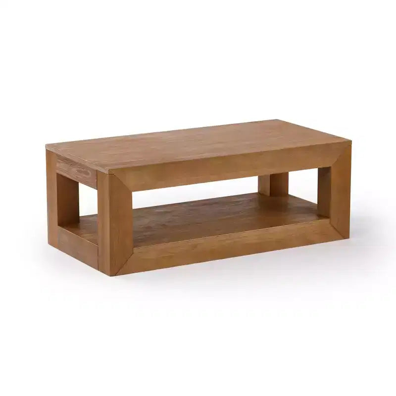 Tavolino da caffè rettangolare moderno da 40" con ripiano, tavolo in legno massello con contenitore