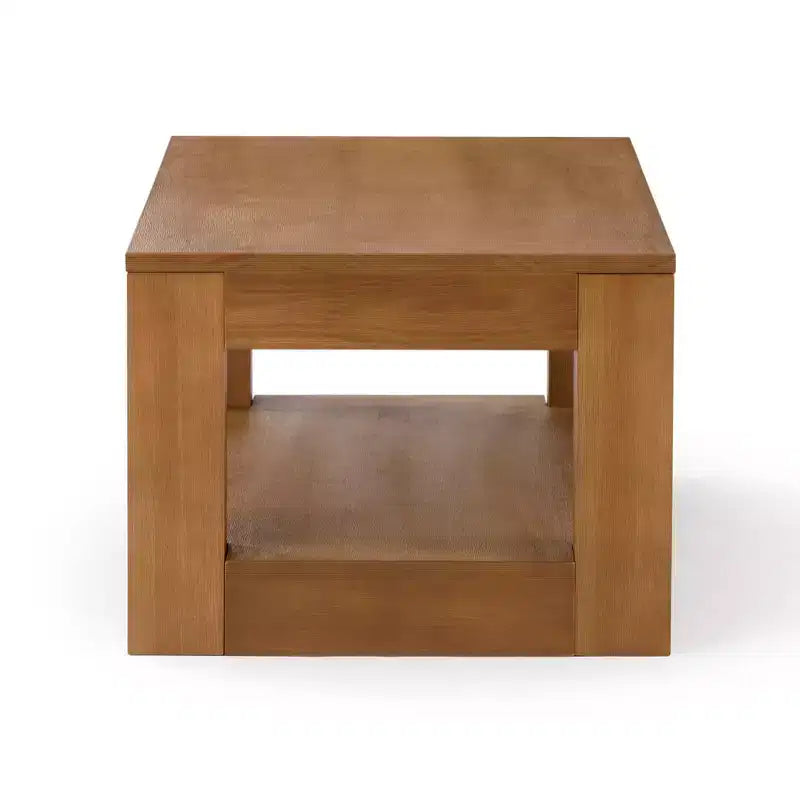 Tavolino da caffè rettangolare moderno da 40" con ripiano, tavolo in legno massello con contenitore
