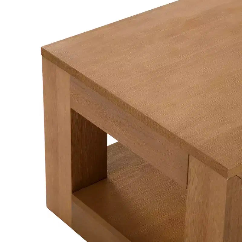 Tavolino da caffè rettangolare moderno da 40" con ripiano, tavolo in legno massello con contenitore