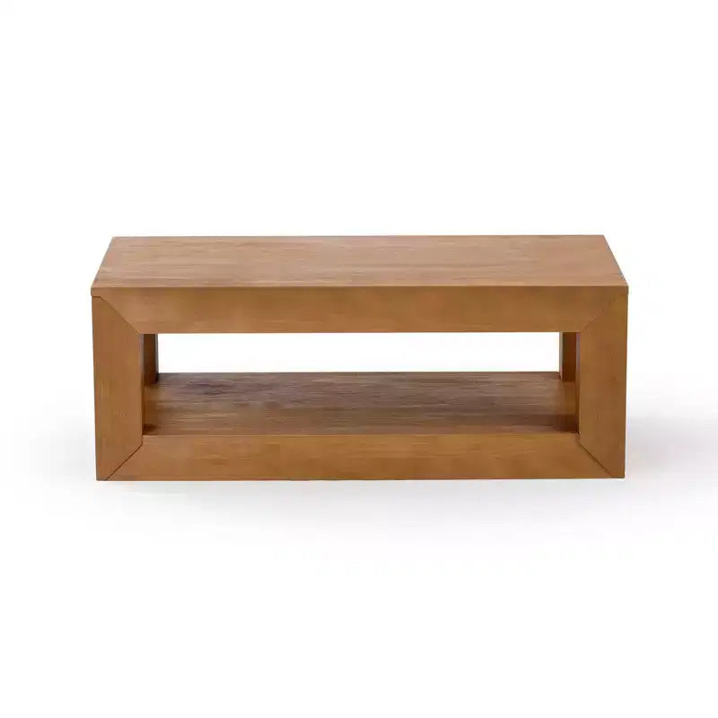 Tavolino da caffè rettangolare moderno da 40" con ripiano, tavolo in legno massello con contenitore