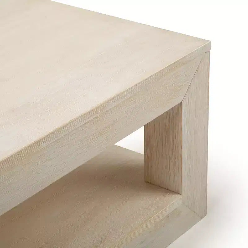 Tavolino da caffè rettangolare moderno da 40" con ripiano, tavolo in legno massello con contenitore