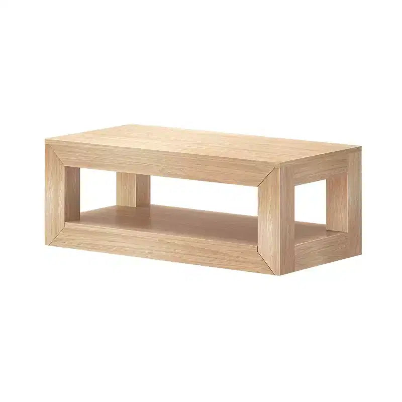 Tavolino da caffè rettangolare moderno da 40" con ripiano, tavolo in legno massello con contenitore