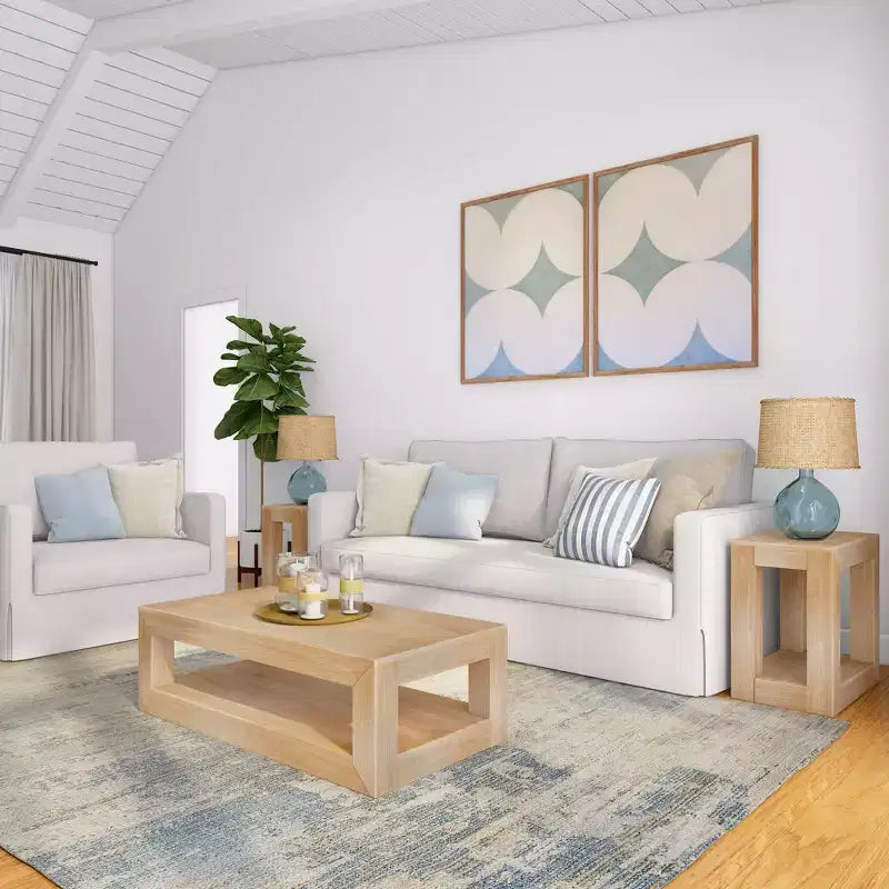 Tavolino da caffè rettangolare moderno da 40" con ripiano, tavolo in legno massello con contenitore