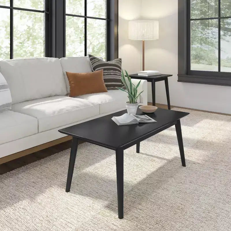 Plank+Beam Solid Wood 40 Mid Century Modern Coffee Tables for Living Room