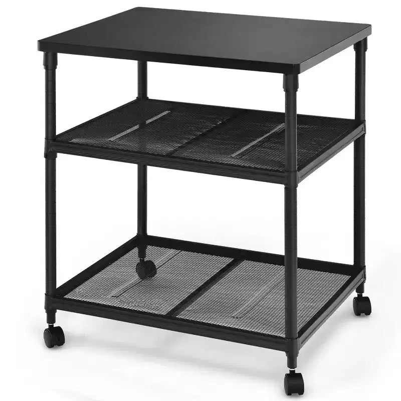 Carrello per stampante a 3 livelli con ruote e ripiano regolabile, Marrone/Nero